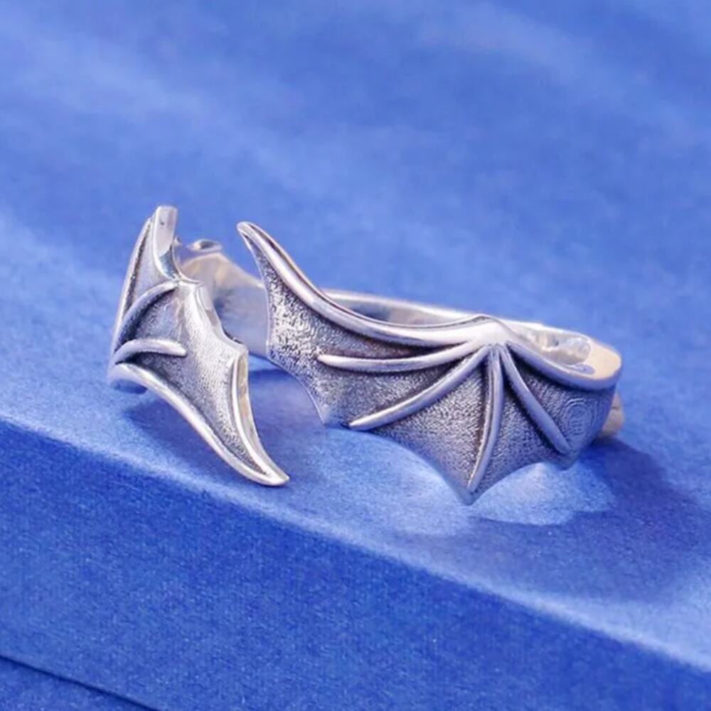 Bat Vampire Ring Silver Adjustable Halloween Scary Witch Costume Cosplay Gift - Picture 4 of 5